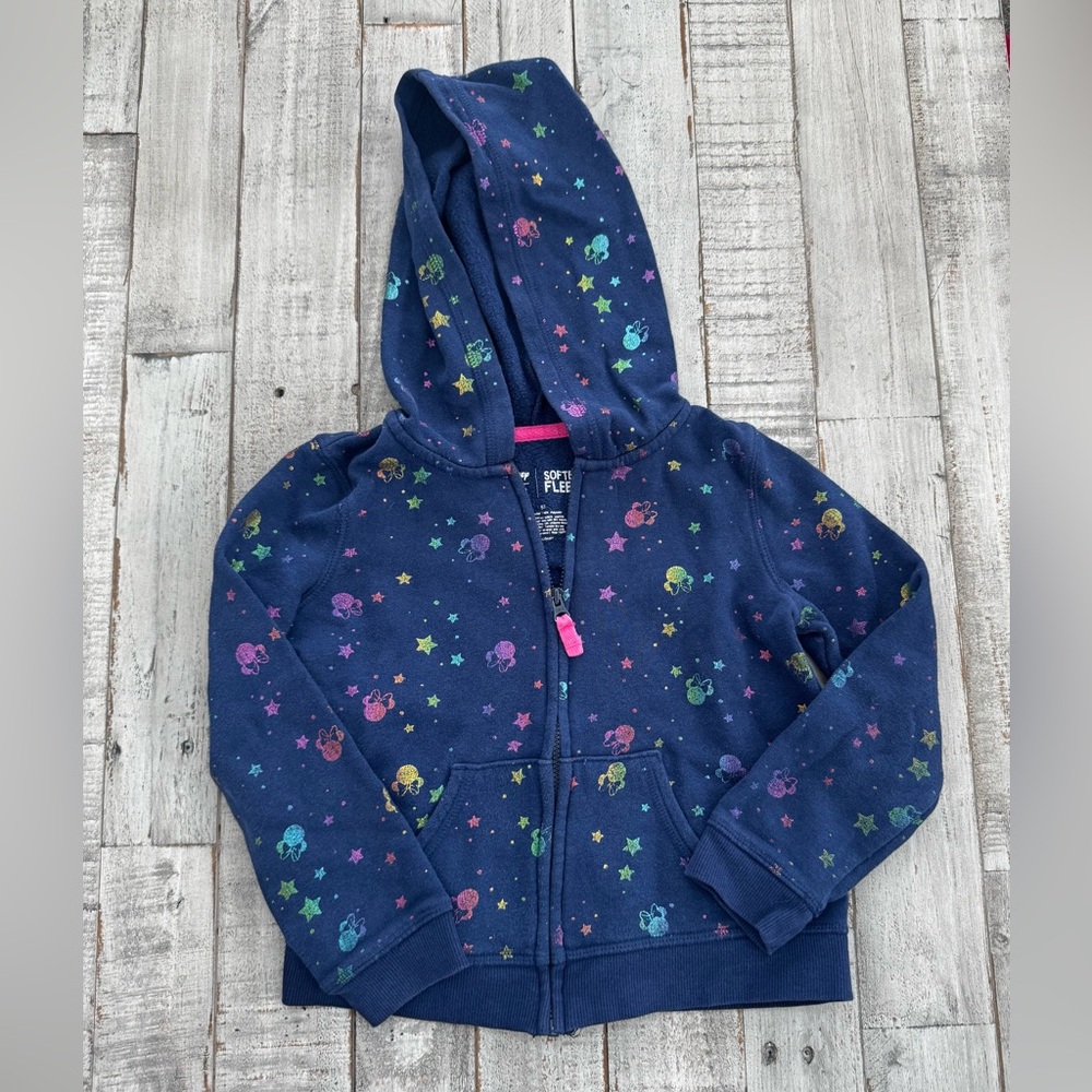 Disney Girl’s Minnie Mouse  Navy Hoodie with Multicolor Star Pattern